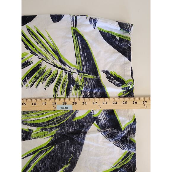 Y TWO JEANS Blue Green Tropical Palm Short Sleeve Cotton Top SZ XL - Picture 8 of 8